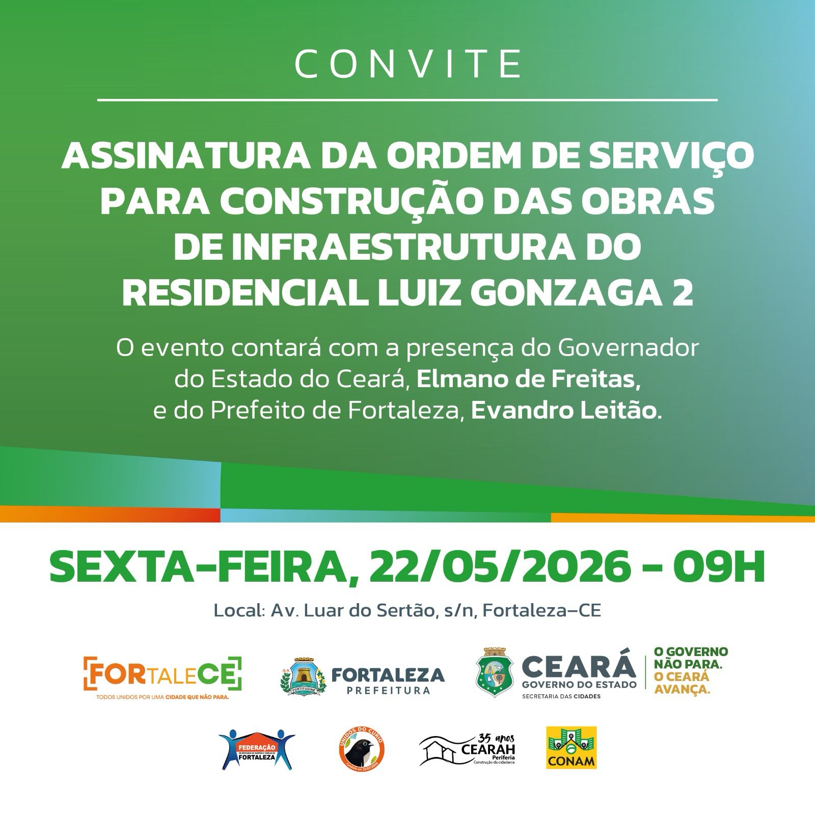 Secretaria das Cidades participa da assinatura da ordem de serviço para obras de infraestrutura do Residencial Luiz Gonzaga 2